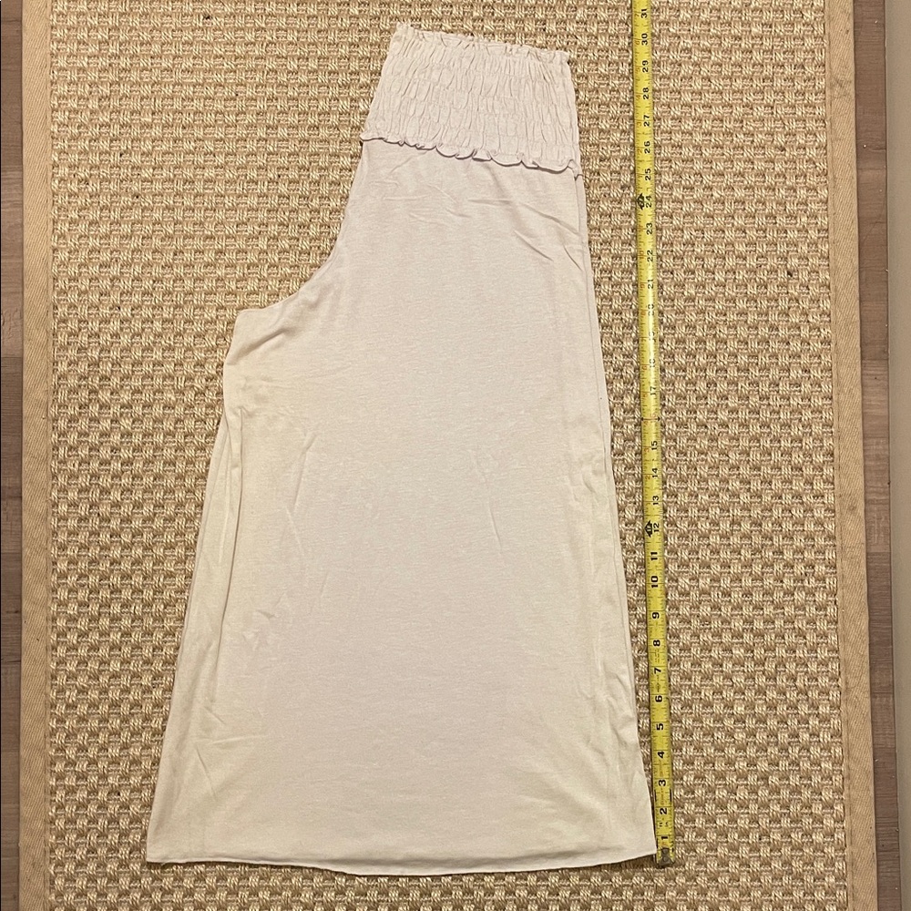 White Smocked Waist Baggy Capris